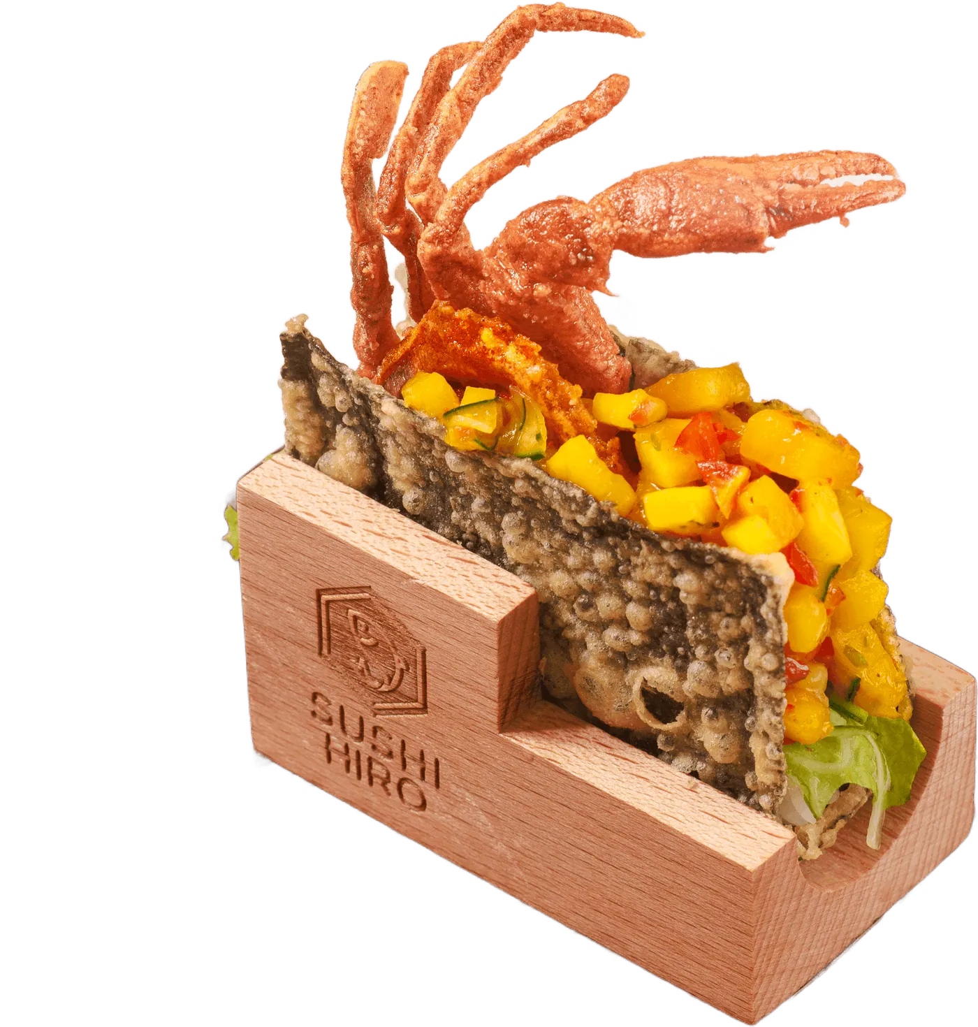 Soft Shell Crab Spicy Mango Salsa Taco Temaki