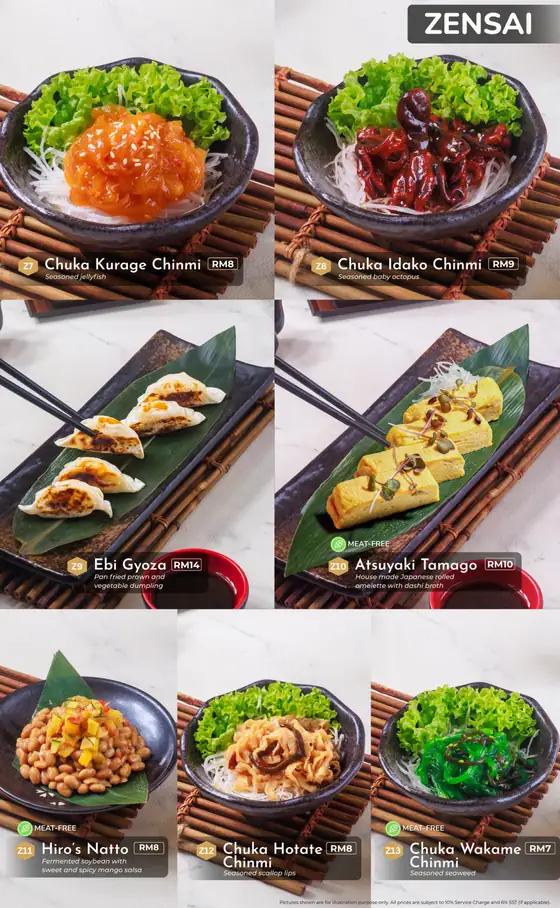 Sushi Hiro menu, page 7 — Zensai · Starters & Small Plates