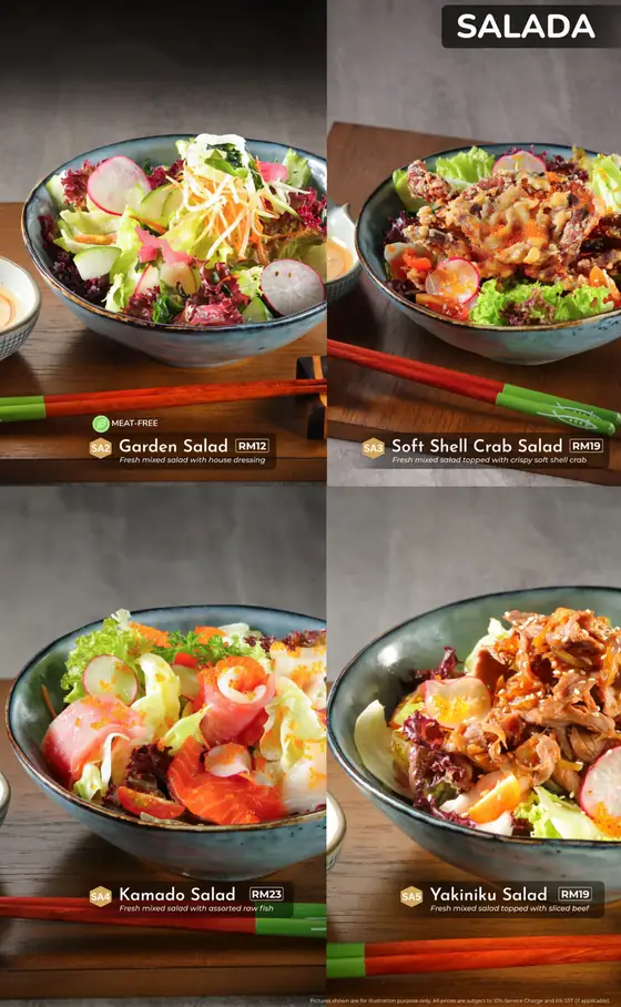 Sushi Hiro menu, page 9 — Salada · Salads