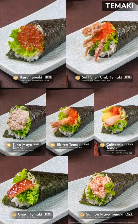 Sushi Hiro menu, page 19 — Temaki · Hand Rolls