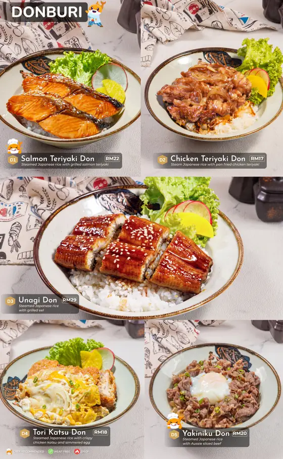 Sushi Hiro menu, page 28 — Donburi · Rice Bowls