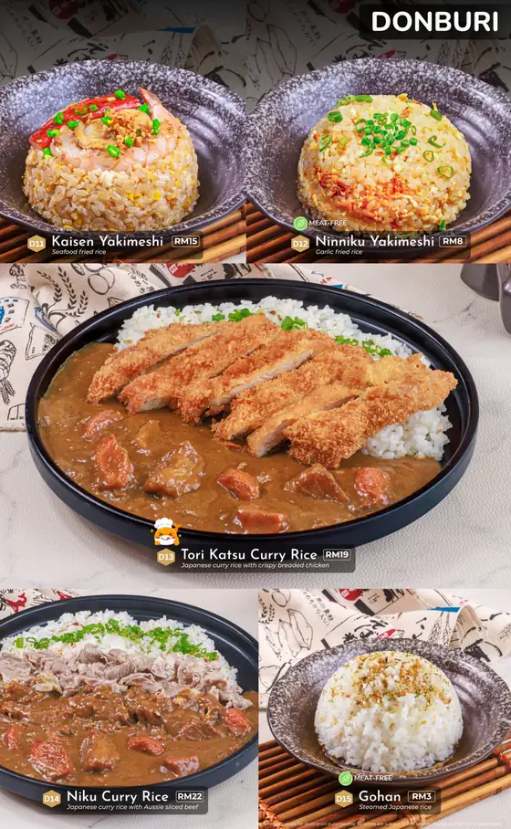 Sushi Hiro menu, page 31 — Donburi · Rice Bowls