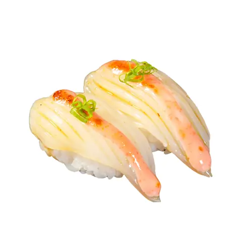 Ika Mentai Sushi — Torched squid with cod roe mayonnaise