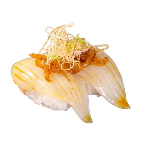 Ika Tamanegi Sushi — Torched squid with caramelised onion