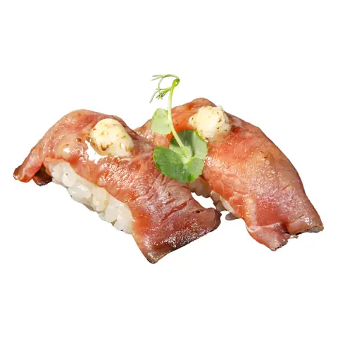 Gyu Truffle Butter Sushi — Torched beef with truffle butter