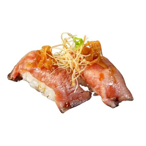 Gyu Tamanegi Sushi — Torched beef with caramelised onion