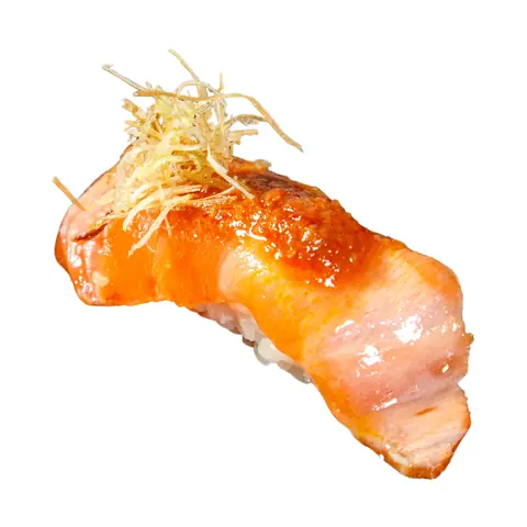 Salmon Karamiso Sushi — Torched salmon with spicy miso