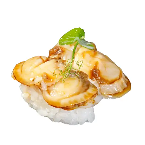 Hotate Aburi Sushi — Torched boiled scallop