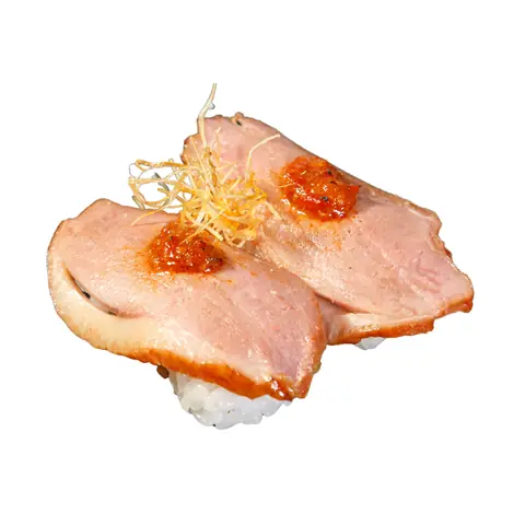 Kamo Karamiso Sushi — Torched smoked duck with spicy miso