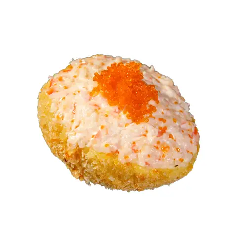 Golden Egg — Breaded egg with crabstick salad