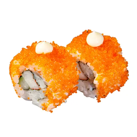 California Maki — Egg, crabstick, cucumber and shrimp roe