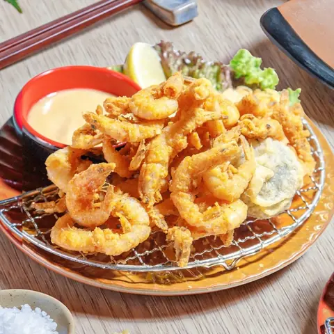 Ko Ebi Karaage — Crispy fried baby shrimp with garlic mayo