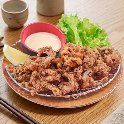 Ika Geso Karaage — Crispy fried baby octopus with garlic mayo