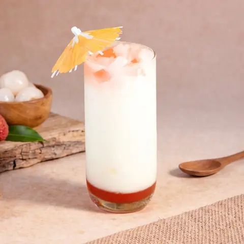 Lychee Yogurt Drink — Refreshing yogurt drink with lychee and pudding