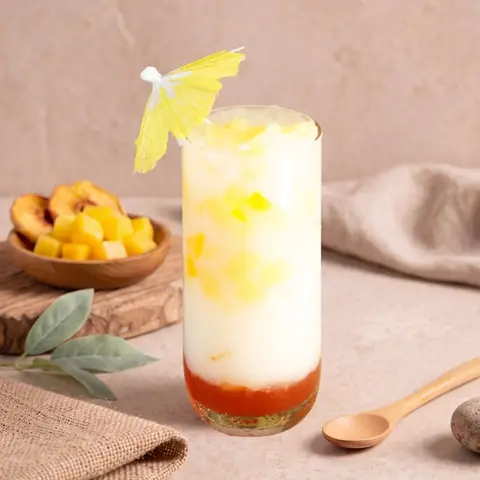 Peach Yogurt Drink — Refreshing yogurt drink with sweet peach and pudding