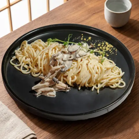 Kinoko Truffle Cream Pasta — Mushroom truffle pasta in cream sauce