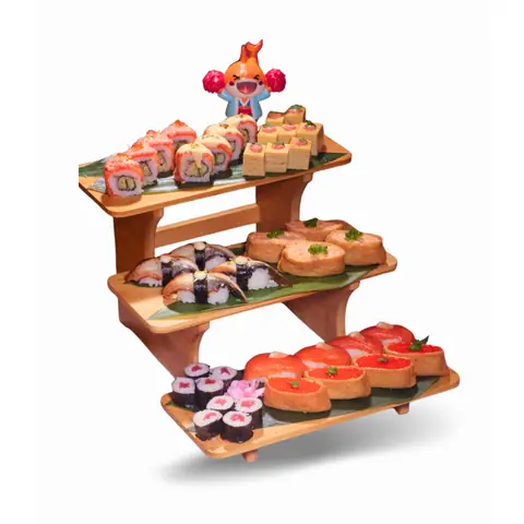 Kizuna Platter — Inari Ebiko Sushi, Salmon Sushi, Salmon Mayo Inari Sushi, Atsuyaki Tamago, Unagi Sushi, Hira Salmon Tataki and Tekka Mini Maki