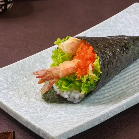 Ebiten Temaki — Hand roll with tempura prawn