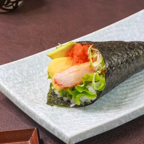 California Temaki — Hand roll with crabstick, avocado, omelette and shrimp roe