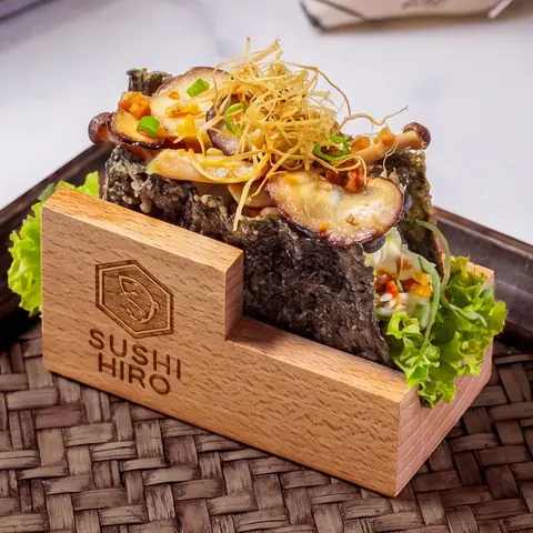 Shroom Taco Temaki — Crunchy hand roll with seasoned mushrooms