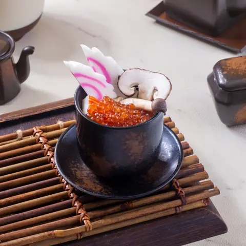 Ikura Chawanmushi — Steamed custard egg with seasoned salmon roe