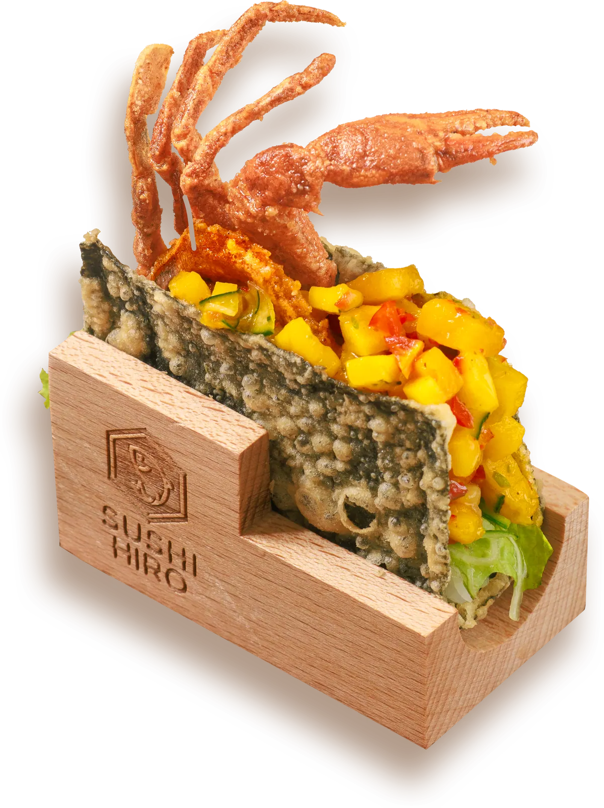 Soft Shell Crab Spicy Mango Salsa Taco Temaki