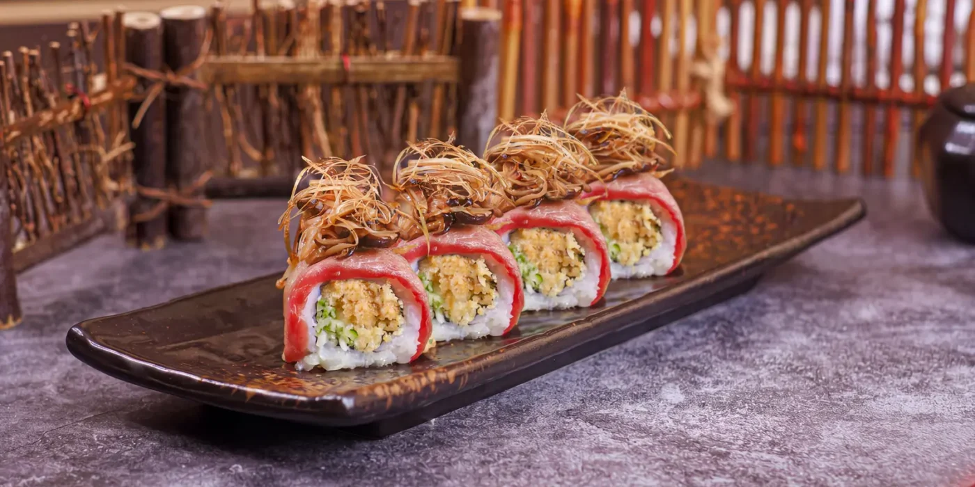 Truffle Gyu Maki topped with torched Aussie beef