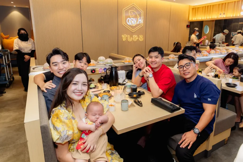Guests enjoying the feast in the Sushi Hiro booths