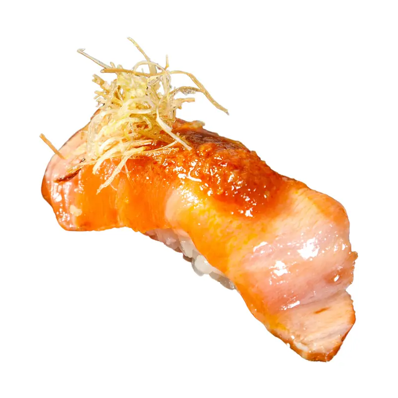 Salmon Karamiso Sushi: torched salmon with spicy miso
